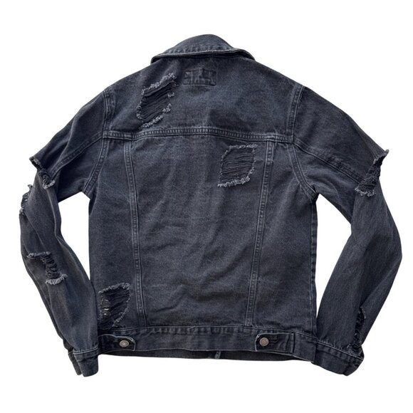 Forever 21 Distressed Black Denim Jacket S - Picture 2 of 9